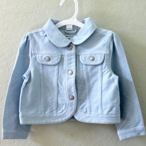 Gymboree Stretch Knit Snap Closure Denim Jacket Size 2T-3T - Light Blue
